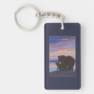 Bear and Cub - Anchorage, Alaska Keychain