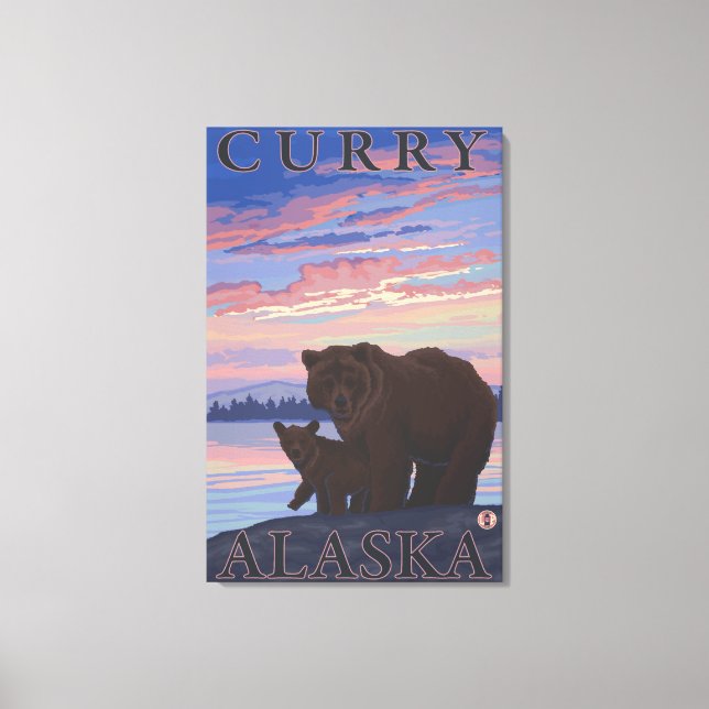 Bear and Cub - Curry, Alaska Canvas Print (Front)