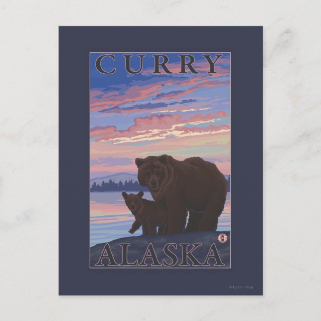 Bear and Cub - Curry, Alaska Postcard (Front)