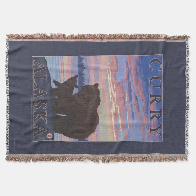 Bear and Cub - Curry, Alaska Throw Blanket (Front)
