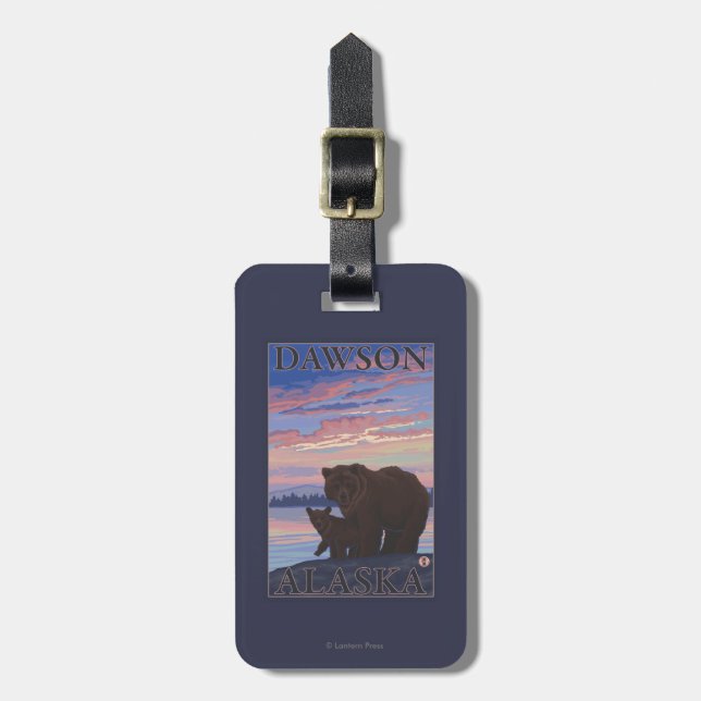 Bear and Cub - Dawson, Alaska Luggage Tag (Front Vertical)