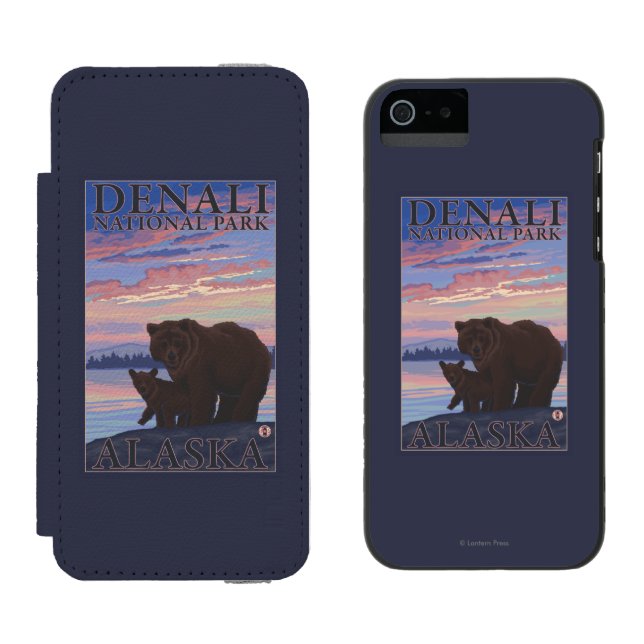 Bear and Cub - Denali National Park, Alaska Incipio iPhone Wallet Case (Side by Side)