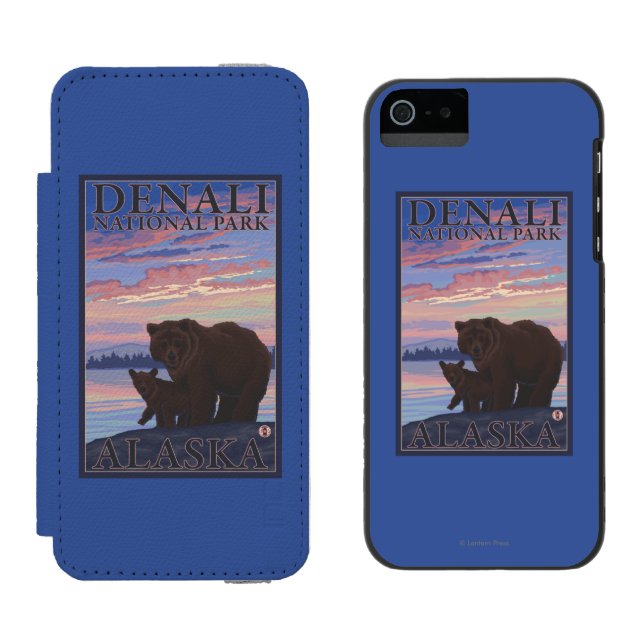 Bear and Cub - Denali National Park, Alaska Incipio iPhone Wallet Case (Side by Side)