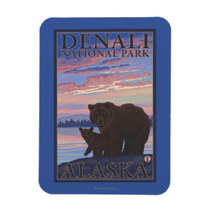 Bear and Cub - Denali National Park, Alaska Magnet
