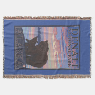 Bear and Cub - Denali National Park, Alaska Throw Blanket