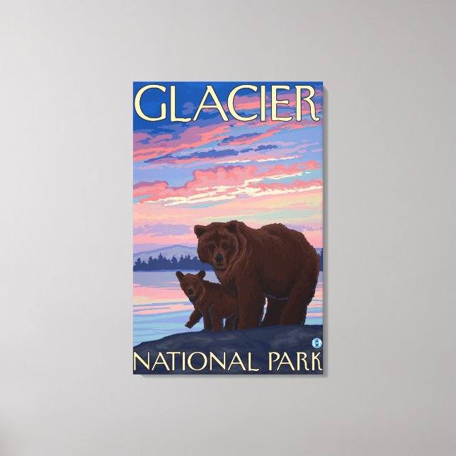 Bear and Cub - Glacier National Park, MT Canvas Print (Front)