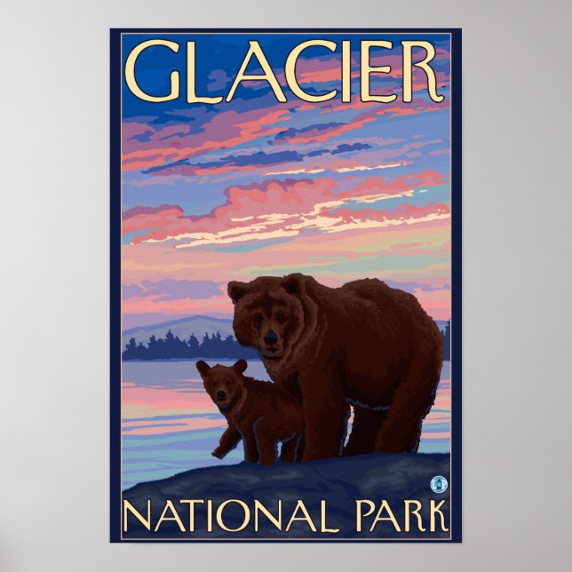Bear and Cub - Glacier National Park, MT Poster (Front)