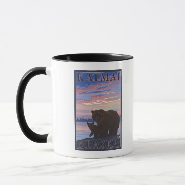 Bear and Cub - Katmai, Alaska Mug (Left)