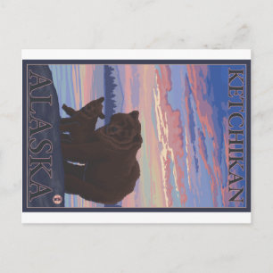 Bear and Cub - Ketchikan, Alaska Postcard