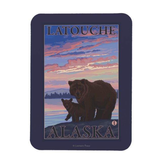 Bear and Cub - Latouche, Alaska Magnet (Vertical)