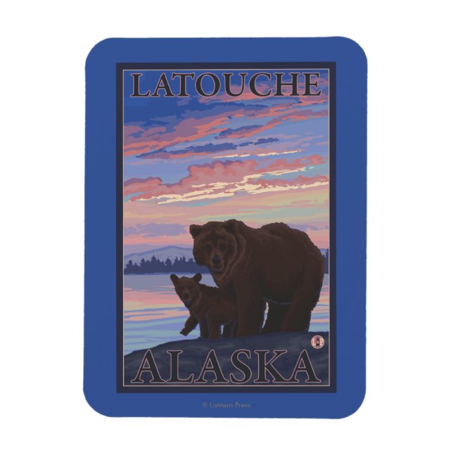 Bear and Cub - Latouche, Alaska Magnet (Vertical)