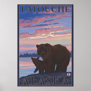 Bear and Cub - Latouche, Alaska Poster