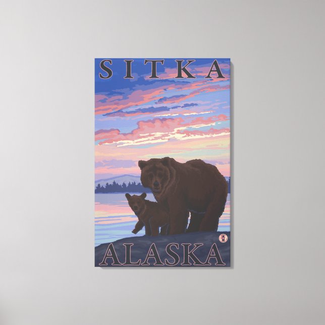 Bear and Cub - Sitka, Alaska Canvas Print (Front)
