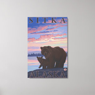 Bear and Cub - Sitka, Alaska Canvas Print