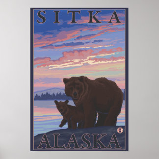 Bear and Cub - Sitka, Alaska Poster