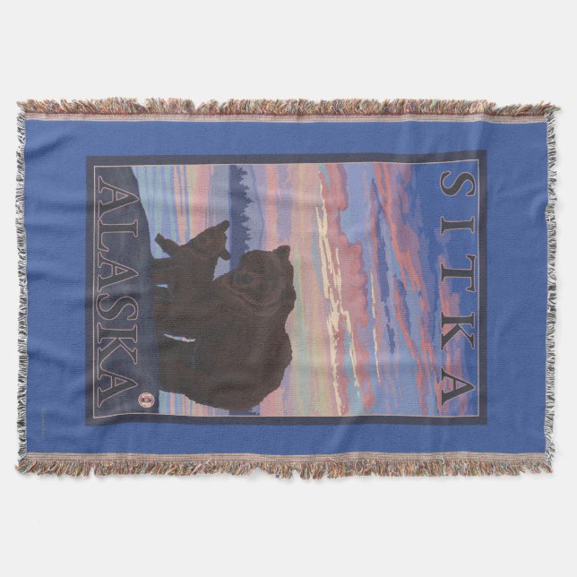 Bear and Cub - Sitka, Alaska Throw Blanket (Front)