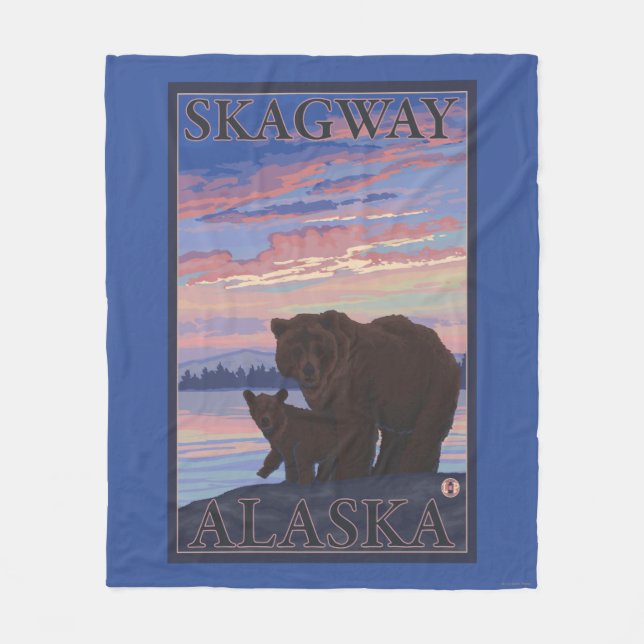 Bear and Cub - Skagway, Alaska Fleece Blanket (Front)