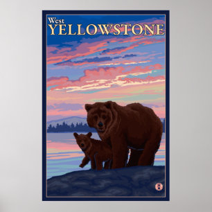 Bear and Cub - West Yellowstone, Montana Poster