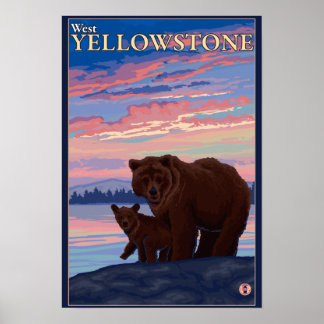 Bear and Cub - West Yellowstone, Montana Poster