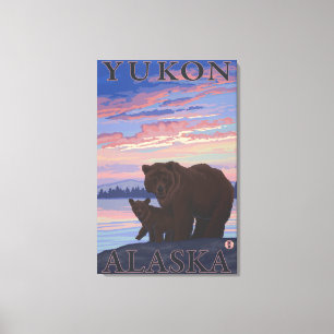 Bear and Cub - Yukon, Alaska Canvas Print