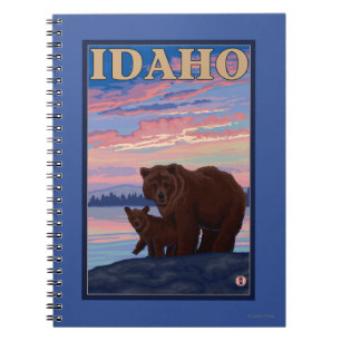 Bear and CubIdahoVintage Travel Poster Notebook