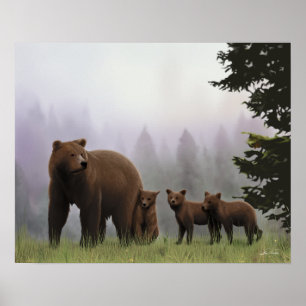 Bear and Cubs Poster