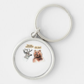 Bear And Deer Conversation Funny Wildlife Design Keychain