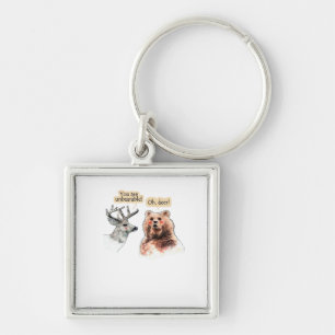 Bear And Deer Conversation Funny Wildlife Design Keychain