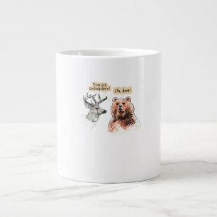Bear And Deer Conversation Funny Wildlife Design  Large Coffee Mug