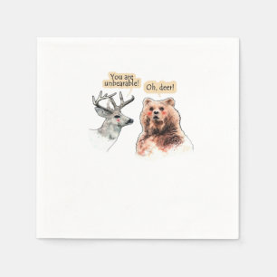 Bear And Deer Conversation Funny Wildlife Design  Napkin