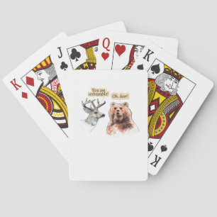 Bear And Deer Conversation Funny Wildlife Design Playing Cards