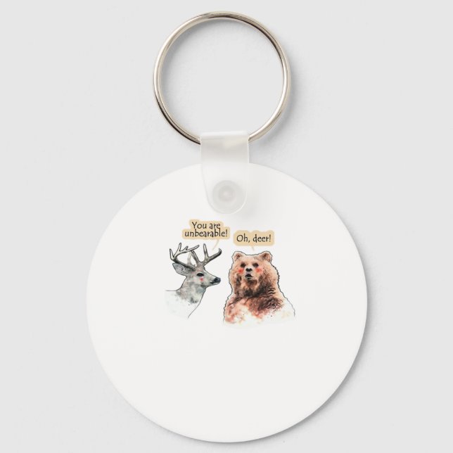 Bear And Deer Conversation Funny Wildlife Keychain (Front)