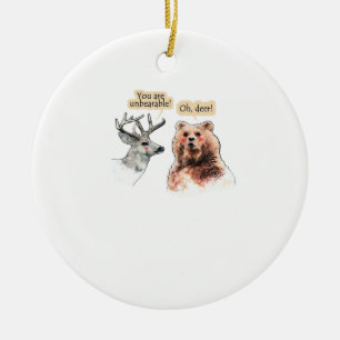 Bear And Deer Conversation Funny Wildlife Ornament