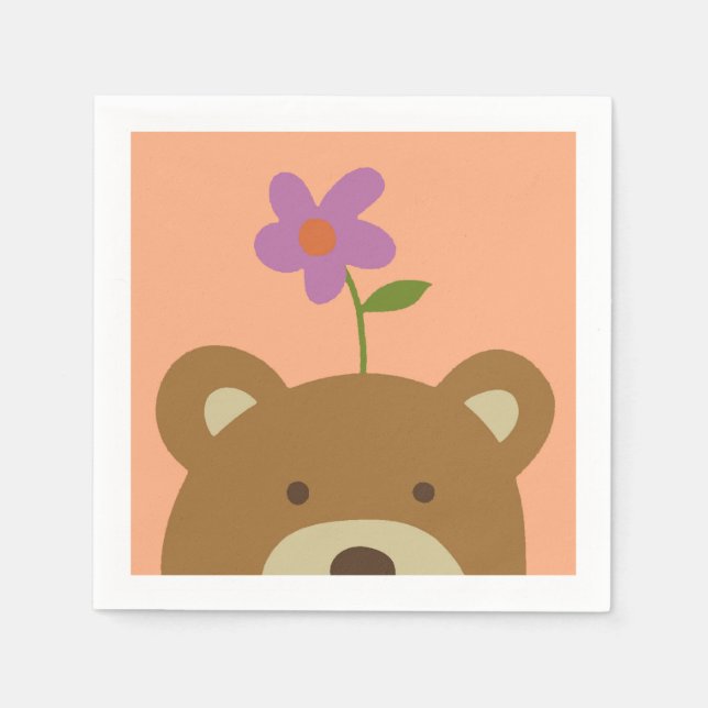 Bear and Flower Napkin (Front)