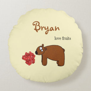 Bear and raspberry round pillow