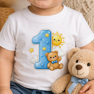 Bear and Sun One First 1st Birthday Baby Shirt