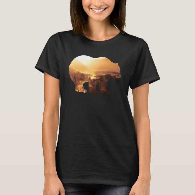 Bear Animal Mountains Colourful Coyote Hunting Wil T-Shirt (Front)