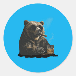 Bear Animal Sungles Fathers Day Family Classic Round Sticker
