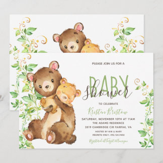 Bear Animal Zoo Jungle Baby Shower Invitation