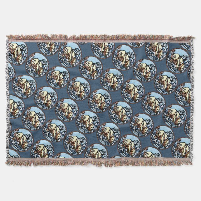 Bear Art Blanket Native Polar Bear Throw Blanket (Front)