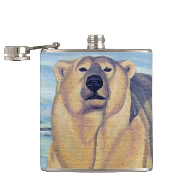 Bear Art Flask Custom Polar Bear Drink Flask (Opened)