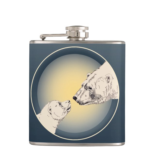 Bear Art Flask Custom Polar Bear Drink Flask (Front)