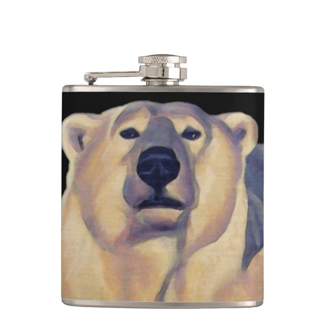 Bear Art Flask Custom Polar Bear Drink Flask (Front)