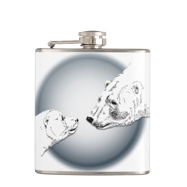 Bear Art Flask Custom Polar Bear Drink Flask (Front)