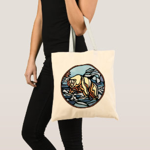 Bear Art Tote Bag Polar Bear Art Shopping Bag