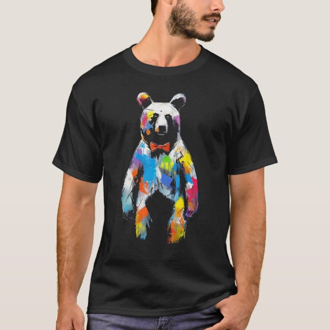Bear artwork colourful animal motif bear T-Shirt (Front)