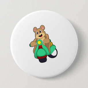 Bear as Biker with Scooter.PNG 3 Inch Round Button