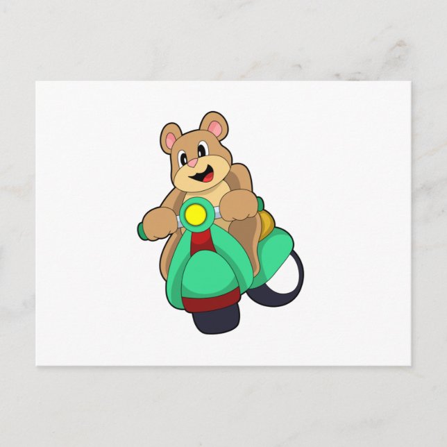 Bear as Biker with Scooter.PNG Postcard (Front)
