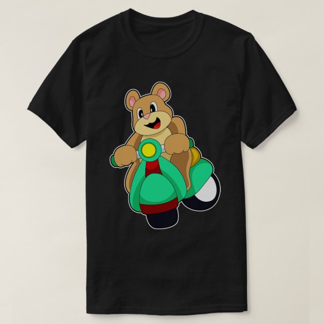 Bear as Biker with Scooter T-Shirt (Design Front)