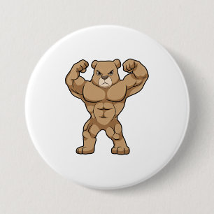 Bear as Bodybuilder with big Muscles 3 Inch Round Button